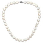 Sterling Silver Rhodium-plated 10-11mm White Coin Freshwater Cultured Pearl 18 inch Necklace