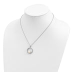 Sterling Silver Rhodium-plated 8-9mm White Button Freshwater Cultured Pearl and CZ 17 inch Necklace