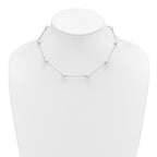 Sterling Silver Rhodium-plated 7-8mm White Near-Round Freshwater Cultured Pearl 9-Station Necklace