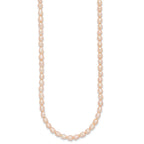 Sterling Silver Rhodium-plate 4-5mm Pink Rice Freshwater Cultured Pearl Children's 13 inch Necklace
