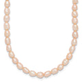 Sterling Silver Rhodium-plate 4-5mm Pink Rice Freshwater Cultured Pearl Children's 13 inch Necklace