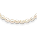Sterling Silver Rhodium-plate 4-5mm White Rice Freshwater Cultured Pearl Children's 13 inch Necklace