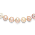 Sterling Silver Rhodium-plated 8-9mm Multi-color Near-Round Freshwater Cultured Pearl Necklace