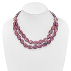 Sterling Silver Charoite, Jade, Pink and Purple Jasper w/2in ext Necklace