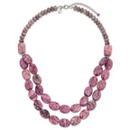 Sterling Silver Charoite, Jade, Pink and Purple Jasper w/2in ext Necklace