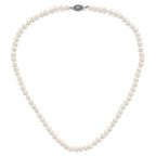 Sterling Silver Rhodium-plated 4-5mm White Near-Round Freshwater Cultured Pearl Necklace