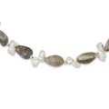Sterling Silver Labradorite & FWC Keshi Pearl w/2in Ext. Fancy Necklace