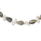 Sterling Silver Labradorite & FWC Keshi Pearl w/2in Ext. Fancy Necklace