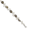 Sterling Silver Labradorite & FWC Keshi Pearl w/1in Ext. Fancy Bracelet