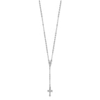 Sterling Silver Rhodium Plated Polished Beaded Rosary