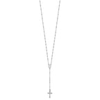 Sterling Silver Rhodium-plated Polished Beaded Rosary 24 inch Necklace