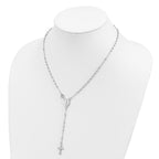 Sterling Silver 18 Rhodium Plated Polished Beaded Rosary