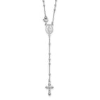 Sterling Silver 18 Rhodium Plated Polished Beaded Rosary