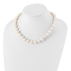 Sterling Silver Rhodium-plated 12-13mm White Near-Round Freshwater Cultured Pearl 18 inch Necklace