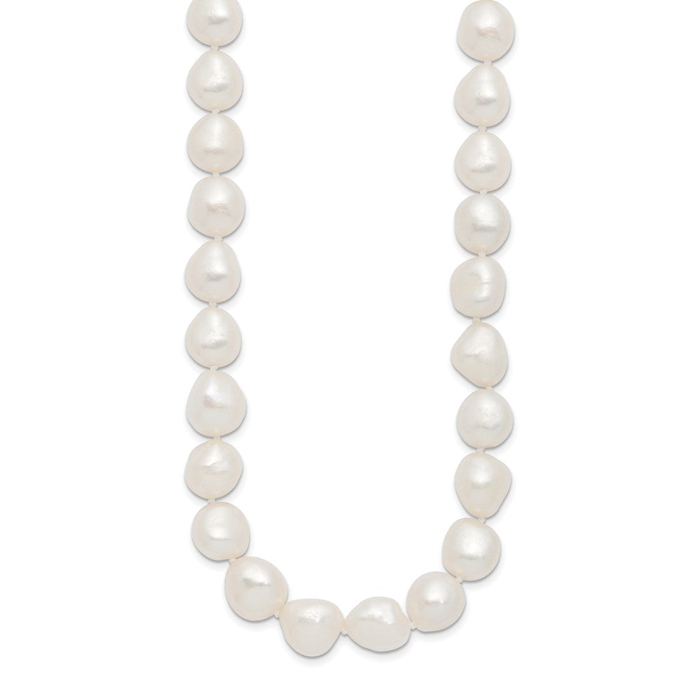 Sterling Silver Rhodium-plated 11-12mm White Baroque Freshwater Cultured Pearl 18 inch Necklace