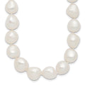 Sterling Silver Rhodium-plated 11-12mm White Baroque Freshwater Cultured Pearl 18 inch Necklace