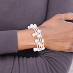 7-8mm White Baroque Freshwater Cultured Pearl and Glass Beaded Wrap Bracelet