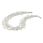 Sterling Silver Rhodium-plated 6-8mm White Semi-Round Freshwater Cultured Pearl Multi Strand 15 inch Necklace