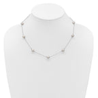 Sterling Silver Rhodium-plated 7-8mm Grey Semi-Round Freshwater Cultured Pearl 9-Station 18 inch Necklace