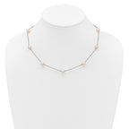 Sterling Silver Rhodium-plated 7-8mm Pink Semi-Round Freshwater Cultured Pearl 9-Station 18 inch Necklace