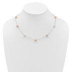 Sterling Silver Rhodium-plated 7-8mm White, Pink and Purple Near-Round Freshwater Cultured Pearl 9-Station 18 inch Necklace