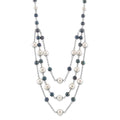 Sterling Silver Rhodium-plated 6-10mm White and Black Freshwater Cultured Pearl Layered 17 inch with 2 inch Extension Necklace
