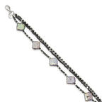 Sterling Silver Hematite & FW Cult. Pearl 3-Strand w1in Ext. Fancy Bracelet