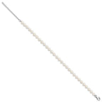 Sterling Silver Rhodium-plated 6-7mm White Near-Round Freshwater Cultured Pearl 8.5 inch with 2 inch Extension Anklet