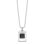 Sterling Silver Rhodium-plated Square Onyx Pendant Necklace