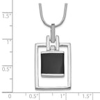 Sterling Silver Rhodium-plated Square Onyx Pendant Necklace