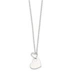 Sterling Silver Open Heart Holding A Heart Dangle 16 inch Necklace