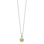 Sterling Silver Peridot Flower Pendant Necklace
