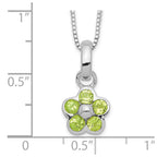 Sterling Silver Peridot Flower Pendant Necklace