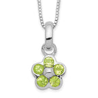 Sterling Silver Peridot Flower Pendant Necklace