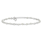 Sterling Silver Freshwater Cultured Pearl and Heart 9 inch Plus 1 inch Extender  - Total 10 inch Anklet
