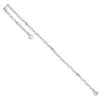 Sterling Silver Freshwater Cultured Pearl and Heart 9 inch Plus 1 inch Extender  - Total 10 inch Anklet