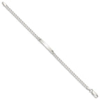 Sterling Silver Polished Engraveable Curb Link ID Bracelet