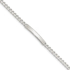 Sterling Silver Diamond-cut Engraveable Curb Link ID Bracelet