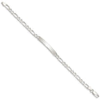 Sterling Silver 8inch Polished Engraveable Figaro Link ID Bracelet