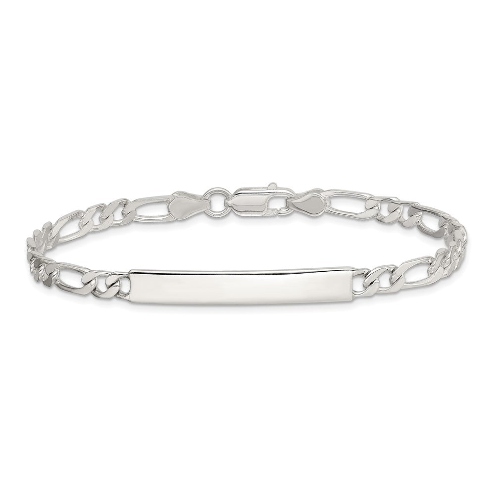 Sterling Silver 8inch Polished Engraveable Figaro Link ID Bracelet