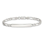 Sterling Silver 8inch Polished Engraveable Figaro Link ID Bracelet