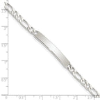 Sterling Silver 8inch Polished Engraveable Figaro Link ID Bracelet