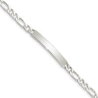 Sterling Silver 8inch Polished Engraveable Figaro Link ID Bracelet