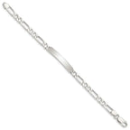 Sterling Silver 8inch Polished Engraveable Figaro Link ID Bracelet