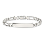 Sterling Silver 8inch Polished Engraveable Figaro Link ID Bracelet