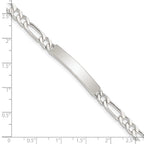 Sterling Silver 7inch Polished Engraveable Figaro Link ID Bracelet