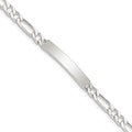 Sterling Silver 7inch Polished Engraveable Figaro Link ID Bracelet