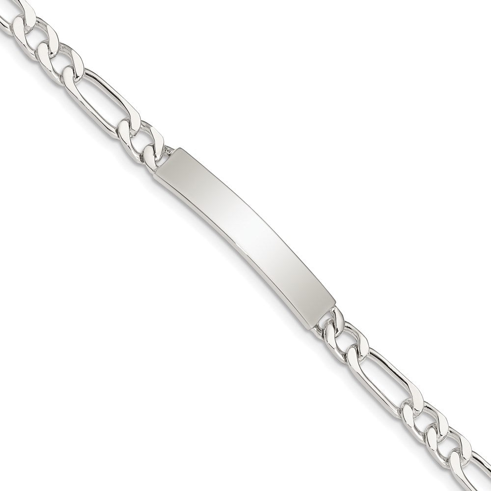 Sterling Silver 8inch Polished Engraveable Figaro Link ID Bracelet