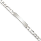 Sterling Silver 8inch Polished Engraveable Figaro Link ID Bracelet