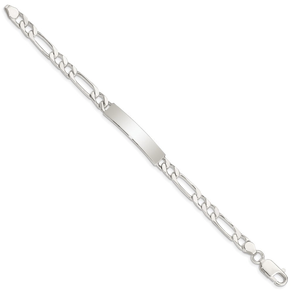 Sterling Silver 8inch Polished Engraveable Figaro Link ID Bracelet